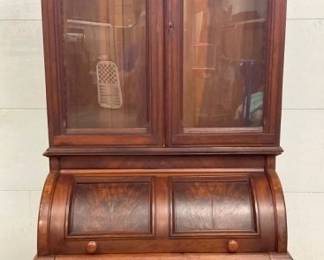 EARLY WALNUT 2PC. CYLINDER DESK