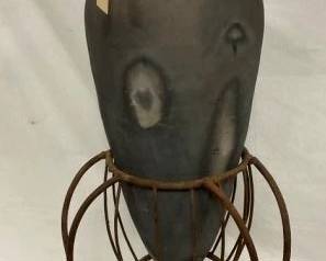 EARLY POTTERY VASE ON STAND