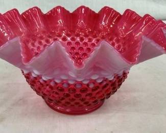 4" CRANBERRY FENTON HOBNAIL BOWL