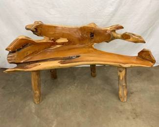 42" FOLK ART DRIFTWOOD BENCH