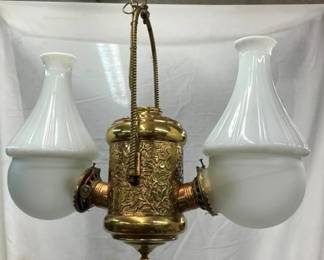 NICE BRASS VICT. ANGLE DOUBLE ANGLE LAMP