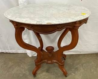 OVAL MARBLE TOP EASTAKE TABLE