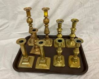 LOT OF BRASS CANDLE STICKS
