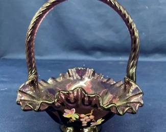 7" FENTON ARTIST SIGNED BASKET