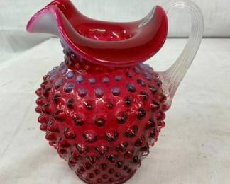 5" FENTON CRANBERRY HOBNAIL PITCHER