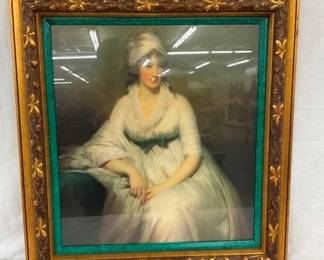 UNUSUAL GOLD FRAME W/ FRUIT PATTERN