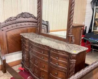 MATCHING DRESSER W/ MIRROR AND MARBLE