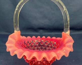 9" FENTON HOBNAIL BASKET