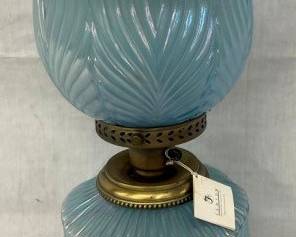 21" BLUE FENTON PARLOR LAMP