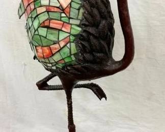 UNUSUAL FLOOR STAINED GLASS PEACOCK LAMP