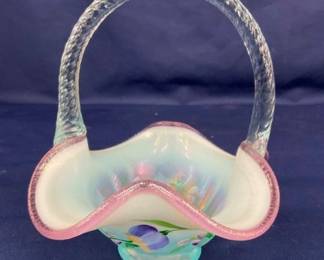 7" FENTON ARTIST SIGNED BASKET