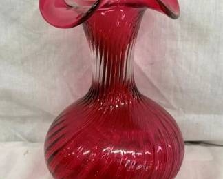 9" FENTON CRANBERRY GLASS VASE