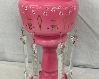 15" VICTORIAN HANDPAINTED LUSTER LAMP