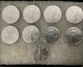 (9) 2025 AMERICAN SILVER EAGLE COINS