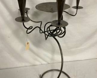METAL CANDLE HOLDER W/Art Deco BASE