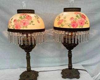 31" MATCHING PAIR PARLOR LAMPS