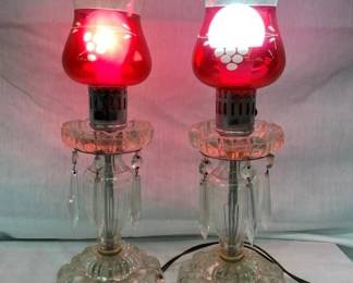 PAIR MATCHING 15" LUSTER LAMPS