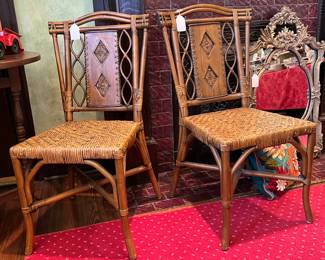 BEAUTIFUL SET OF VINTAGE FAUX BAMBOO CHAIRS