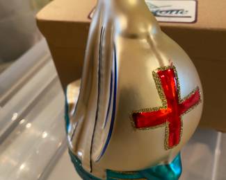 Neiman Marcus Ship/Cross Glass Ornament, with Year tag on it