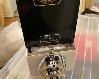 Walt Disney Christoper  Radko Steamboat Willie Glass Ornament with Original Tag and Box!!