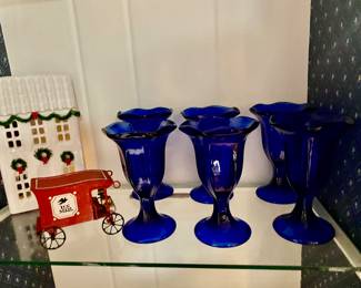 Vintage Cobalt Blue Ice Cream Glasses