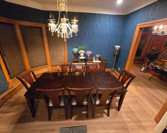 Wood Dining Room Table and 8 Chairs