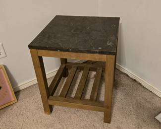 Marble & Wood Side Table