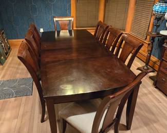 Wood Dining Room Table and 8 Chairs