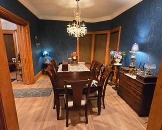 Wood Dining Room Table and 8 Chairs