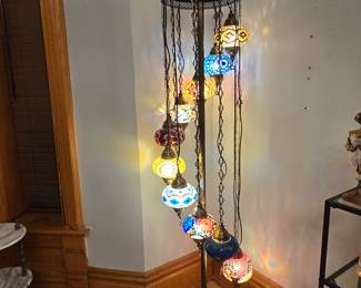 Turkish Brass & Glass Globes Floor Lamp