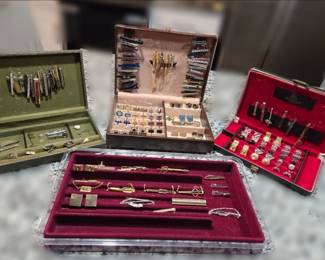 Vintage money clips, cuff links, tie clips to include vintage names like Swank, Anson, Hickok, Kreistler, Hadley, Pioneer and more