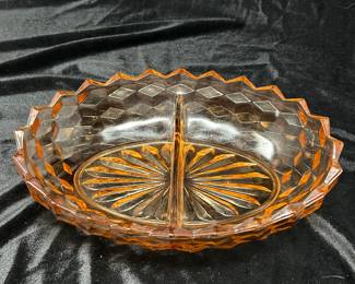 Vintage Amber Cut Serving Dish, 10x7, was $12, NOW $9
