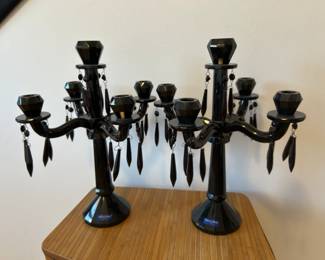PAIR Villeroy & Boch Black Drop Five Arm Candelabras, 14"W x 18"H, was $168,NOW $105