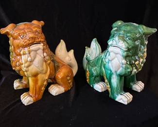 Brown & Green Foo Dogs , 9"W x 10"H, was $50, NOW $38