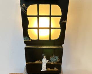 Black Lacquer Pagoda Table Lamp, Two (2) Available, 12"W x 23H, was $295 each, NOW $195