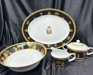 Muirfield NY Chinese Garden Black: Cream & Sugar, Serving platter, serving bowl, $45