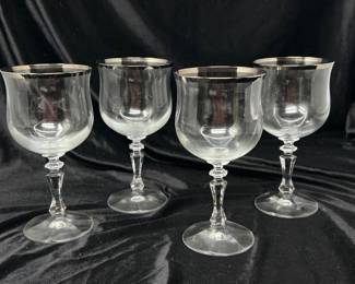 Set of 4, Schott Zwiesel Silver Rimmed Goblets, was $2, NOW $12