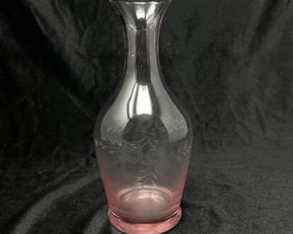 Vintage Pink Etched Carafe/Vase, was $14, NOW $10