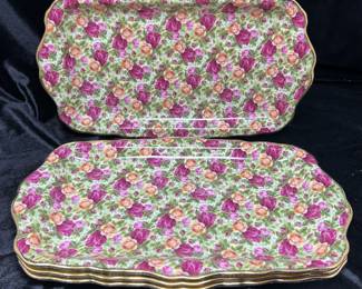 Set of 4, Vintage Royal Albert Old Country Roses sandwich trays, was $195, NOW $99