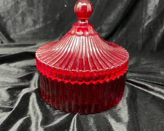 Sorelle Ruby Red Glass Covered Candy Dish, was $28, NOW $20