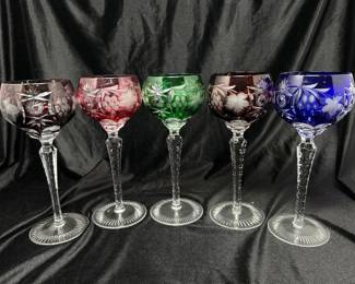 Set of 6 Ajka Crystal Cut wine glasses, $ TBA