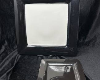 Villeroy & Boch Wonderful World Square Black White: 4 Dinner and 4 Salad/Cake, $55