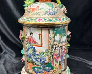 Porcelain covered urn in Mandarin Motif, 7"W x11"H, was $75, NOW $48