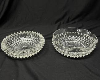 Vtg cut glass ashtray/dish, was $9, NOW $6. Indian Glass divided two part dish, 5.5"D, was $10, NOW $7