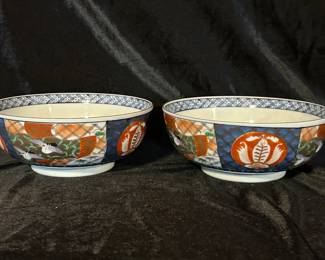 Pair of vtg Japanese Porcelain Hand Painted Bowls, 8"D, $38 pair