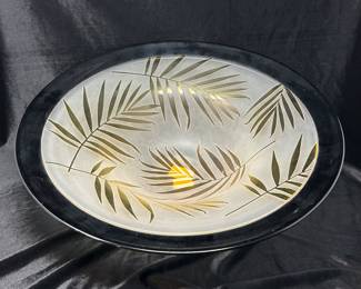 Additional view of Stephen Correia Monumental Etched Palm, Leaf art Glass Bowl ~