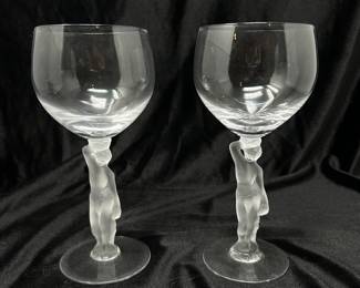 Set of 8 Vintage Bayel France Bacchus Nude Red Wine Glasses: $85