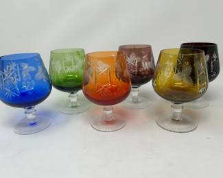 Set of 6 Ajka Crystal Cut Brandy Glasses, $TBA