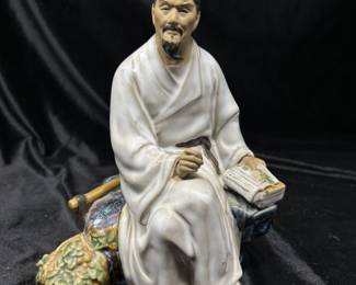 Vintage Seated Scholar Mudman Figurine, 9", was $32, NOW $24