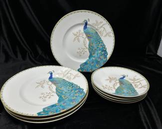 Peacock Dishes, (4) Dinner and (4) Salad/Dessert, $24